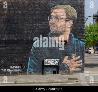 Jürgen Klopp Street Art, Jamaica Street, Baltische Dreieck, Liverpool, Merseyside, England, Großbritannien Stockfoto