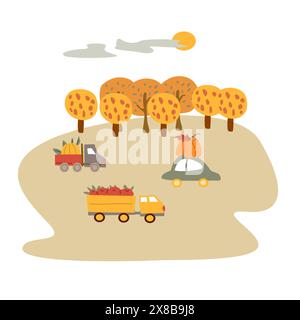 Herbst Herbst Erntedankfest Hintergrund. Kann für Grußkarten, Poster, Flyer, Textilien, Kleidung verwendet werden. Stock Vektor