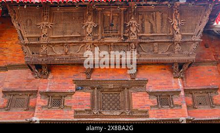Holzschnitzereien am Kathmandu Durbar Square, Kathmandu, Nepal. Stockfoto