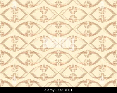 Nahtloses Vintage-Muster im geometrischen, linearen Stil. Beigefarbenes Retro-Muster im Boho-Stil. Design für Tapeten, Geschenkpapier und Banner. Vektorillust Stock Vektor