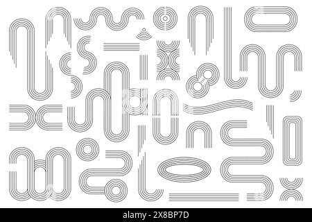 Satz von Zen-Bögen Linie Streifen geometrische Formen, verschiedene Bögen, Regenbogenvektorillustration Stock Vektor