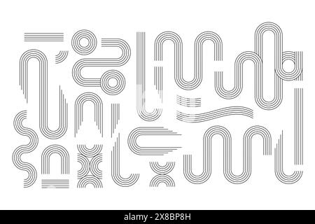 Satz von Zen-Bögen Linie Streifen geometrische Formen, verschiedene Bögen, Regenbogenvektorillustration Stock Vektor