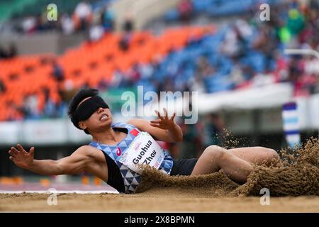 Kobe, Japan. Mai 2024. Zhou Guohua aus China tritt am 24. Mai 2024 im T11-Finale der Frauen bei den Para Athletics World Championships in Kobe, Japan, an. Quelle: Zhang Xiaoyu/Xinhua/Alamy Live News Stockfoto