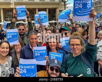 Streiks stören die Übertragungen und digitalen Plattformen VON FRANCE 24 Stockfoto