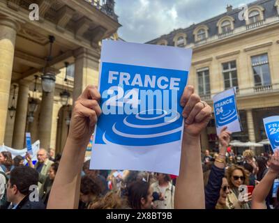 Streiks stören die Übertragungen und digitalen Plattformen VON FRANCE 24 Stockfoto