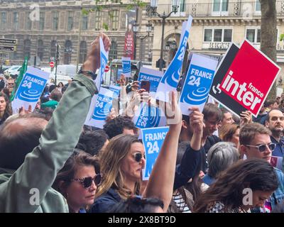 Streiks stören die Übertragungen und digitalen Plattformen VON FRANCE 24 Stockfoto