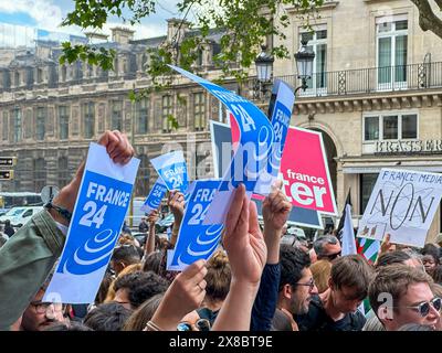 Streiks stören die Übertragungen und digitalen Plattformen VON FRANCE 24 Stockfoto