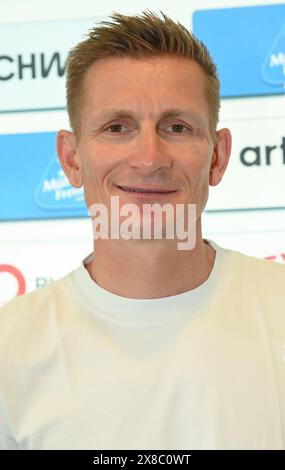 Köln, Deutschland. Mai 2024. Ehemaliger Radfahrer Andre Greipel auf der Pressekonferenz des Radklassikers rund um Köln, die dieses Jahr zum 106. Mal stattfindet. Quelle: Horst Galuschka/dpa/Alamy Live News Stockfoto