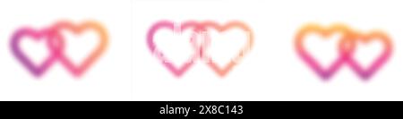 Gradientenherz mit Aura und Unschärfe, rosa Y2K-Ästhetik. Illustration des flachen Vektors auf weißem Hintergrund isoliert. Stock Vektor