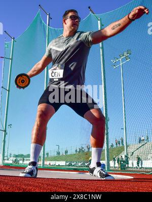 Johvi, Estland. Mai 2024. Kristjan Ceh aus Slowenien tritt am 23. Mai 2024 im Diskuswurf-Finale der Männer bei der World Athletics Continental Tour 2024 in Johvi, Estland, an. Quelle: Sergei Stepanov/Xinhua/Alamy Live News Stockfoto