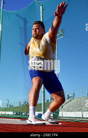 Johvi, Estland. Mai 2024. Daniel Stahl aus Schweden tritt am 23. Mai 2024 im Diskuswerfen-Finale der Männer bei der World Athletics Continental Tour 2024 an. Quelle: Sergei Stepanov/Xinhua/Alamy Live News Stockfoto