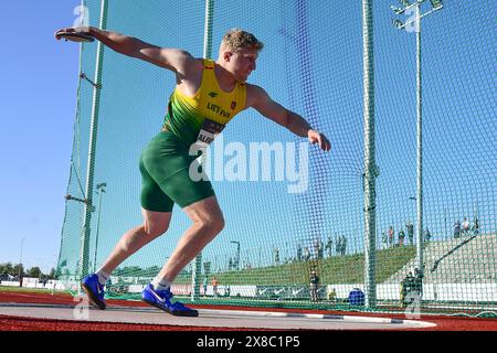 Johvi, Estland. Mai 2024. Mykolas Alekna aus Litauen tritt am 23. Mai 2024 im Diskuswerfen-Finale der Männer bei der World Athletics Continental Tour 2024 an. Quelle: Sergei Stepanov/Xinhua/Alamy Live News Stockfoto