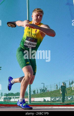 Johvi, Estland. Mai 2024. Mykolas Alekna aus Litauen tritt am 23. Mai 2024 im Diskuswerfen-Finale der Männer bei der World Athletics Continental Tour 2024 an. Quelle: Sergei Stepanov/Xinhua/Alamy Live News Stockfoto