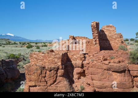 Lomaki Pueblo, bewohnte von ca. 1.100 N.Chr. bis 1.250 N.Chr, Wupatki National Monument, Arizona, USA Stockfoto