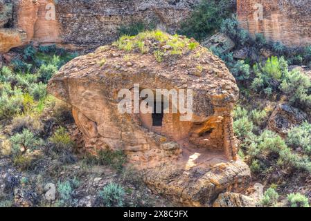 Eroded Colder House, Square Tower Group, Anasazi Ruinen, datiert 1230–1275 n. Chr., Hovenweep National Monument, Utah, USA Stockfoto
