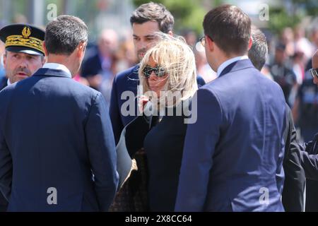 Marseille, Frankreich. Mai 2024. Brigitte Macron, First Lady von Frankreich, während der Beerdigung gesehen. Die Beerdigung von Jean-Claude Gaudin, ehemaliger Bürgermeister von Marseille seit einem Vierteljahrhundert, wurde am Donnerstag, dem 23. Mai, in Marseille begangen. Viele Persönlichkeiten, vor allem Politiker, kamen, um ihm Tribut zu zollen. Quelle: SOPA Images Limited/Alamy Live News Stockfoto