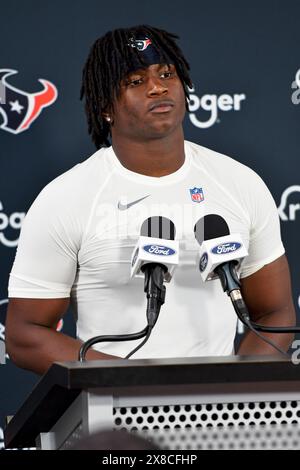 Houston Texan Draft Pick Kamari Lassiter auf der Pressekonferenz nach Houston Texans Rookie Mini Camp im Houston Methodist Training Center, Houston Texas, am 10. Mai 2024. (Danny Creme / Bild von Sport) Stockfoto