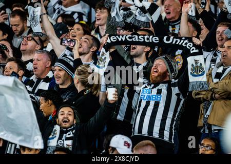 Melbourne, Victoria, Australien. Mai 2024. MELBOURNE, AUSTRALIEN – 24. MAI: Fans als Newcastle United spielen während der Global Football Week am 24. Mai 2024 im Marvel Stadium in Melbourne, Australien (Foto: © Chris Putnam/ZUMA Press Wire) NUR REDAKTIONELLE VERWENDUNG! Nicht für kommerzielle ZWECKE! Quelle: ZUMA Press, Inc./Alamy Live News Stockfoto