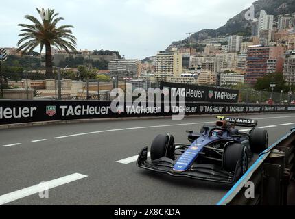 Monaco, Frankreich. Mai 2024. © PHOTOPQR/NICE MATIN/Jean Francois Ottonello ; Monaco ; 24/05/2024 ; 81e Grand Prix de Monaco 2024 - Essais libres Formule 1 - 2- LOGAN SARGEANT - WILLIAMS Monaco GP Mai 2024 Credit: MAXPPP/Alamy Live News Stockfoto