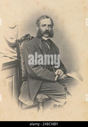 Antikes Foto von 1866 Carte de Visite, Albert, König von Sachsen. Albrecht (1828–1902) war von 1873 bis zu seinem Tod 1902 König von Sachsen. QUELLE: ORIGINAL-CDV Stockfoto