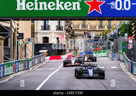 Monaco, Monaco. Mai 2024. Logan Sargeant, amerikanischer Fahrer des Williams F1-Teams, tritt während des freien Trainings beim Formel-1-Grand-Prix von Monaco an. (Foto: Luca Martini/SOPA Images/SIPA USA) Credit: SIPA USA/Alamy Live News Stockfoto