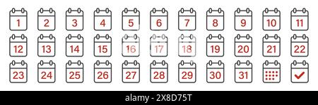 Satz von Kalendersymbolen auf weißem Hintergrund Stock Vektor