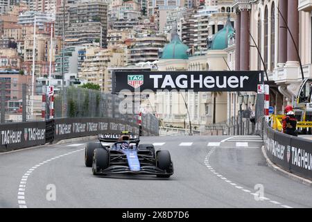 Monaco, Monaco. Mai 2024. Logan Sargeant von Williams Racing während des Trainings vor dem Formel 1 Grand Prix von Monaco am 24. Mai 2024 auf dem Circuit de Monaco in Monte-Carlo, Monaco. Quelle: Marco Canoniero/Alamy Live News Stockfoto