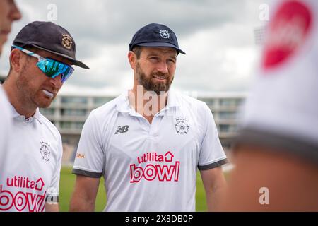 Southampton, Großbritannien. 24. Mai 2024. Michael Neser aus Hampshire während des Spiels der Vitality County Championship Division One zwischen Hampshire und Surrey im Utilita Bowl. Quelle: Dave Vokes/Alamy Live News Stockfoto