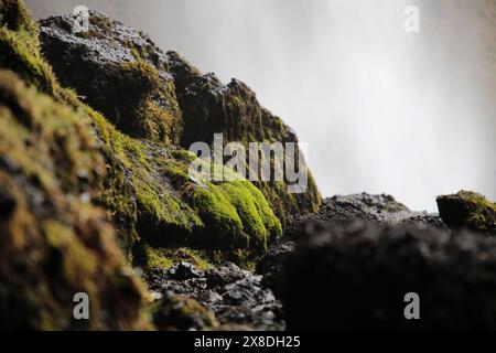 Island - 2024 05 02, Landschaftsbild auf Island, Wasserfall Kvernufoss Stockfoto