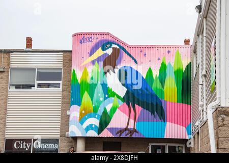 Blaues Vogelbild im Zentrum von Charlottetown, Prince Edward Island, Kanada Stockfoto