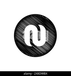 Buchstabe N in Kombination mit Scribble Circle Sketch, Vector Illustrations Design Stock Vektor