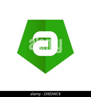 Symbol des Buchstabens A, kombiniert mit glänzend grünen Fünfeckformen. Design Für Flache Vektorgrafiken Stock Vektor