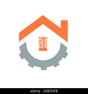 Home Symbol, Kombiniert Mit Ausrüstung, Vektor Illustration Design Stock Vektor