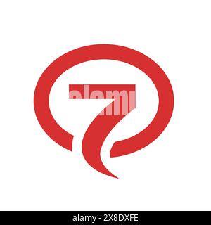 Symbol Nummer Sieben, Zusammengeführt Mit Ellipsenform, Vector Illustration Design Stock Vektor