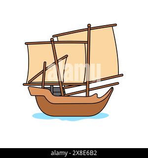 Kapal Patorani Sulawesi Selatan, Traditionelles Indonesisches Schiff, Vektor-Illustration Design Stock Vektor