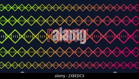 Leuchtende Neonbuchstaben, die PARTY in leuchtendem Rot schreiben Stockfoto