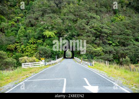 Okau Road Tunnel - Neuseeland Stockfoto