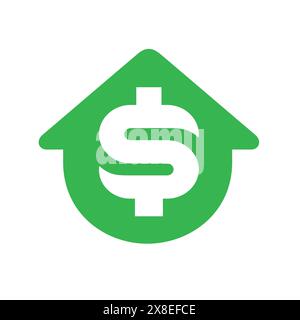 Haussymbol mit Dollargeldsymbol, Vektorsymbol oder Logo-Design Stock Vektor