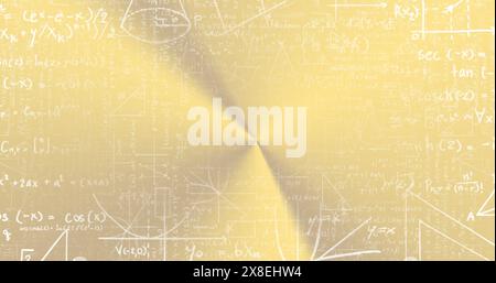 Darstellung mathematischer Gleichungen und Diagramme über abstraktem Hintergrund Stockfoto