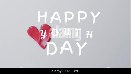 Happy Youth Day-Nachricht in weißen Buchstaben auf hellgrauem Hintergrund Stockfoto