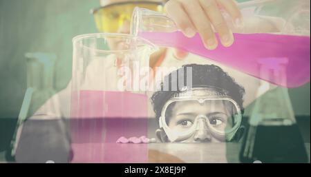 Digitales Composite aus Science Composition Kids Science Stockfoto