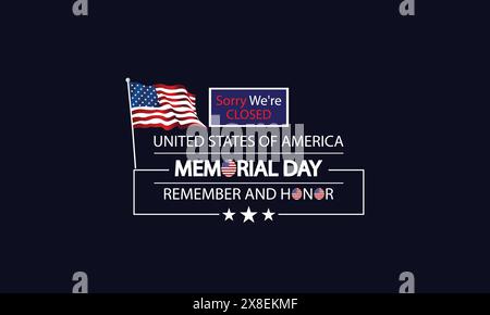 Wir erinnern uns an unser Design zum Memorial Day mit patriotischem Design Stock Vektor