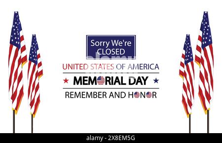 Wir erinnern uns an unser Design zum Memorial Day mit patriotischem Design Stock Vektor