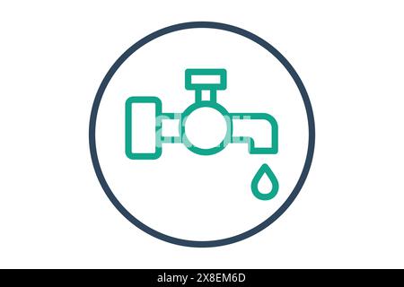 Symbol Wasserversorgung. Wasserhahn. Symbol für Dienstprogramme. Liniensymbolstil. Utilities Elemente Vektorillustration Stock Vektor