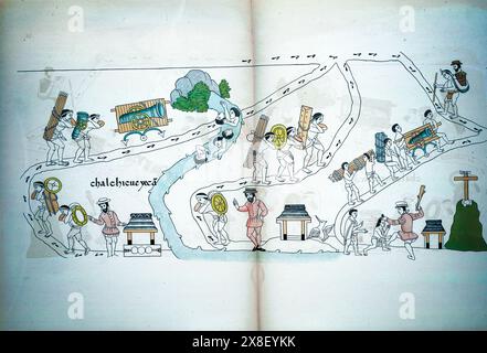 Chalchicueyeca ehemaliger Name von Veracruz. Platte 30 der Geschichte von Tlaxcala von Diego Munoz Camargo, 1585. Alfredo Chavero Edition von 1892 Stockfoto