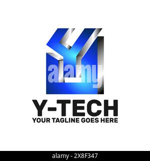 Logo-Vorlage für 3D-Metall-Y-Letter-Technologie Stock Vektor