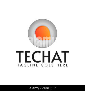 Technologie-Chat-Logo-Vorlage, 3D-Logo-Vorlage, 3D-Drop-Tech-Logo-Vorlage Stock Vektor