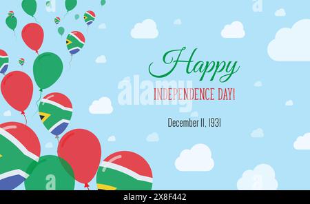 Südafrika Unabhängigkeitstag Funkelndes Patriotisches Poster. Ballonreihe in den Farben der südafrikanischen Flagge. Grußkarte mit Nationalflaggen, Blau Stock Vektor