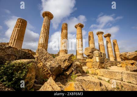 Der griechische Tempel des Herkules, Tal der Tempel, Agrigento, Sizilien Stockfoto