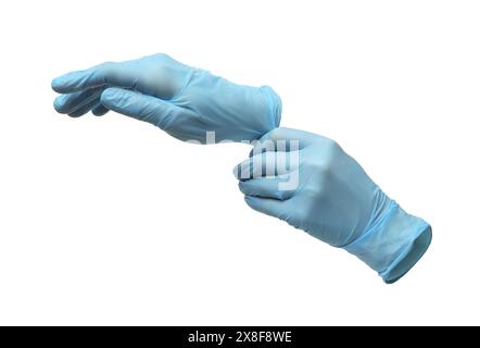 Ein Paar medizinische Handschuhe isoliert auf weiß Stockfoto